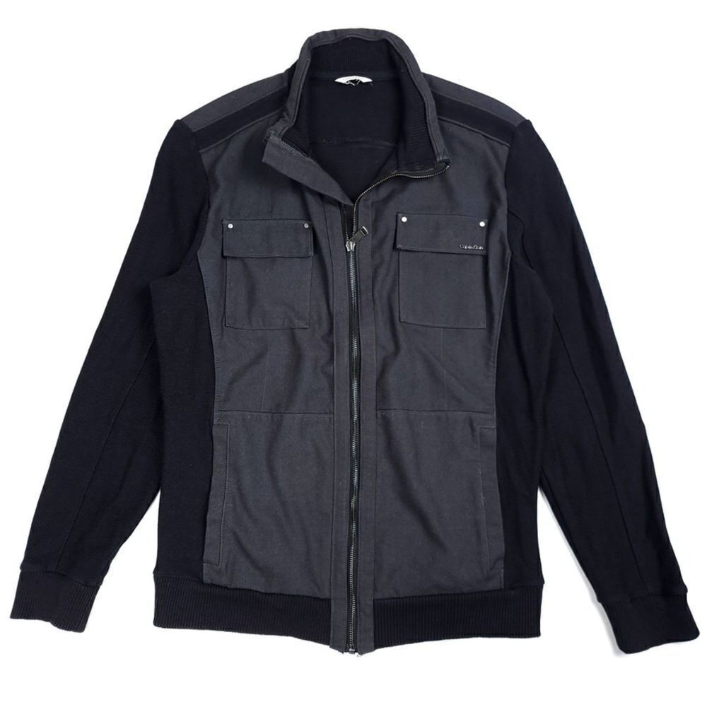 CALVIN KLEIN Cargo Utility Zip Military Field Jacket Men Medium Black Gorpcore